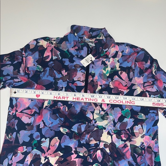 NWT Talbots Navy and Pink Floral Quarter-Zip Pullover. Size Petite Small - Picture 15 of 15